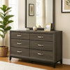 Mazie 58 Inch Modern 6 Drawer Dresser with Mirror, Wood Frame, Gray Finish