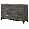 Mazie 58 Inch Modern 6 Drawer Dresser with Mirror, Wood Frame, Gray Finish