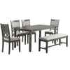 Natali 6 Piece Dining Set with Table, 4 Chairs and Bench, Foam Filled, Gray By Casagear Home