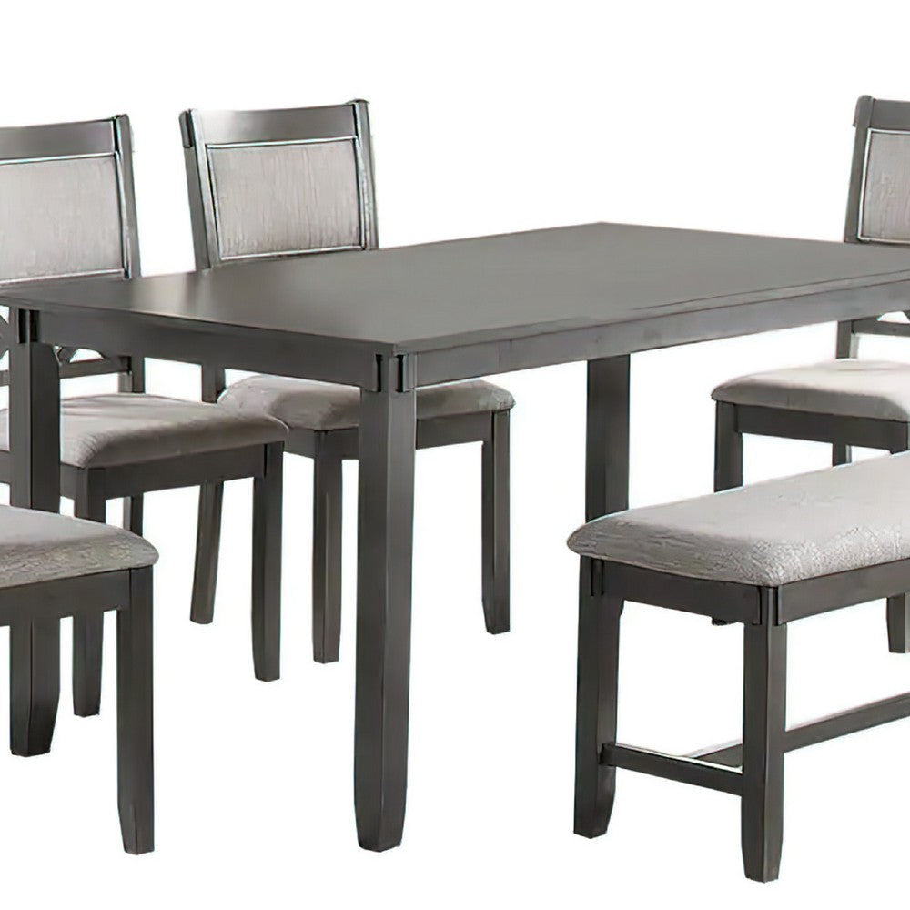 Natali 6 Piece Dining Set with Table 4 Chairs and Bench Foam Filled Gray By Casagear Home BM294278