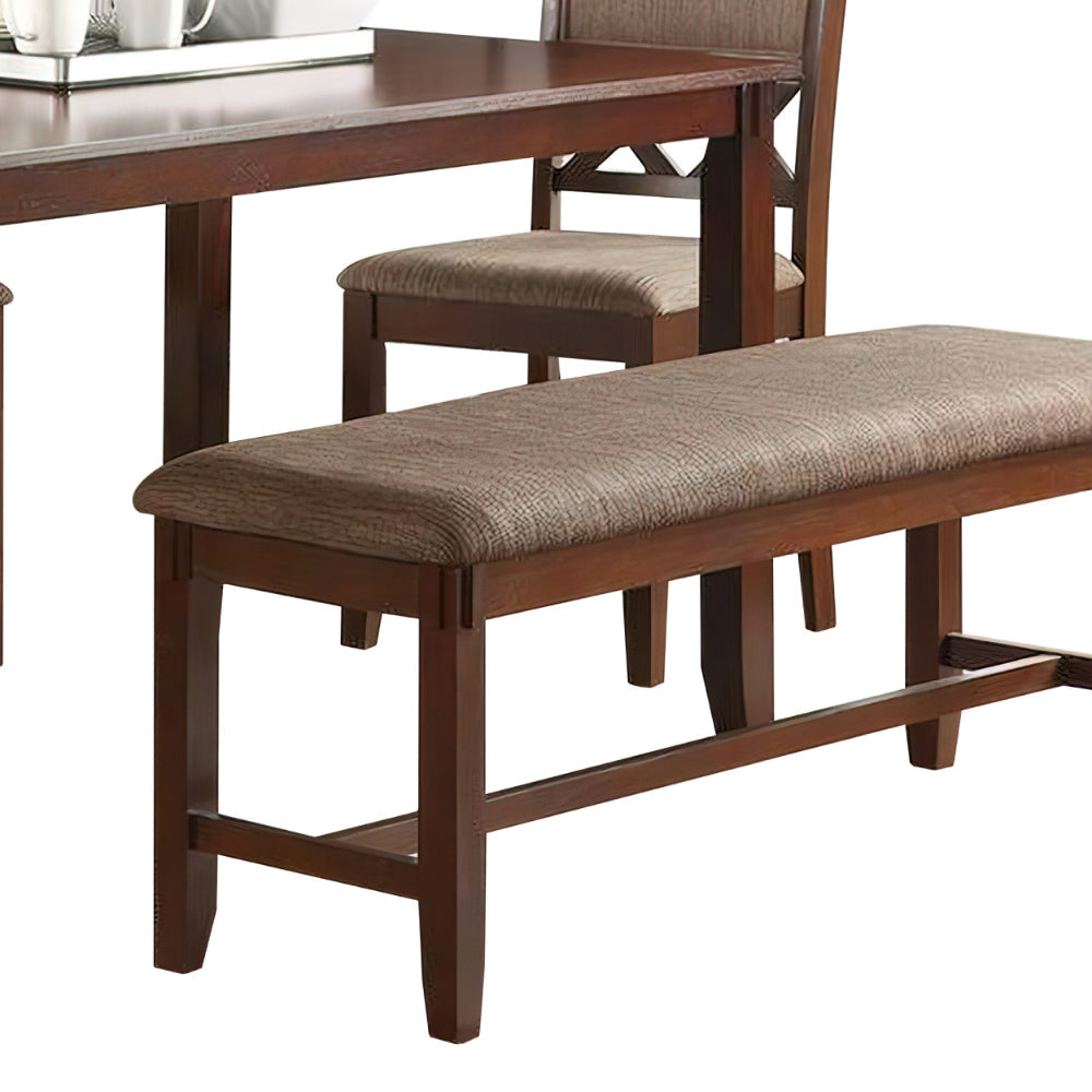 Natali 6 Piece Dining Set with Table 4 Chairs and Bench Foam Fill Brown By Casagear Home BM294279