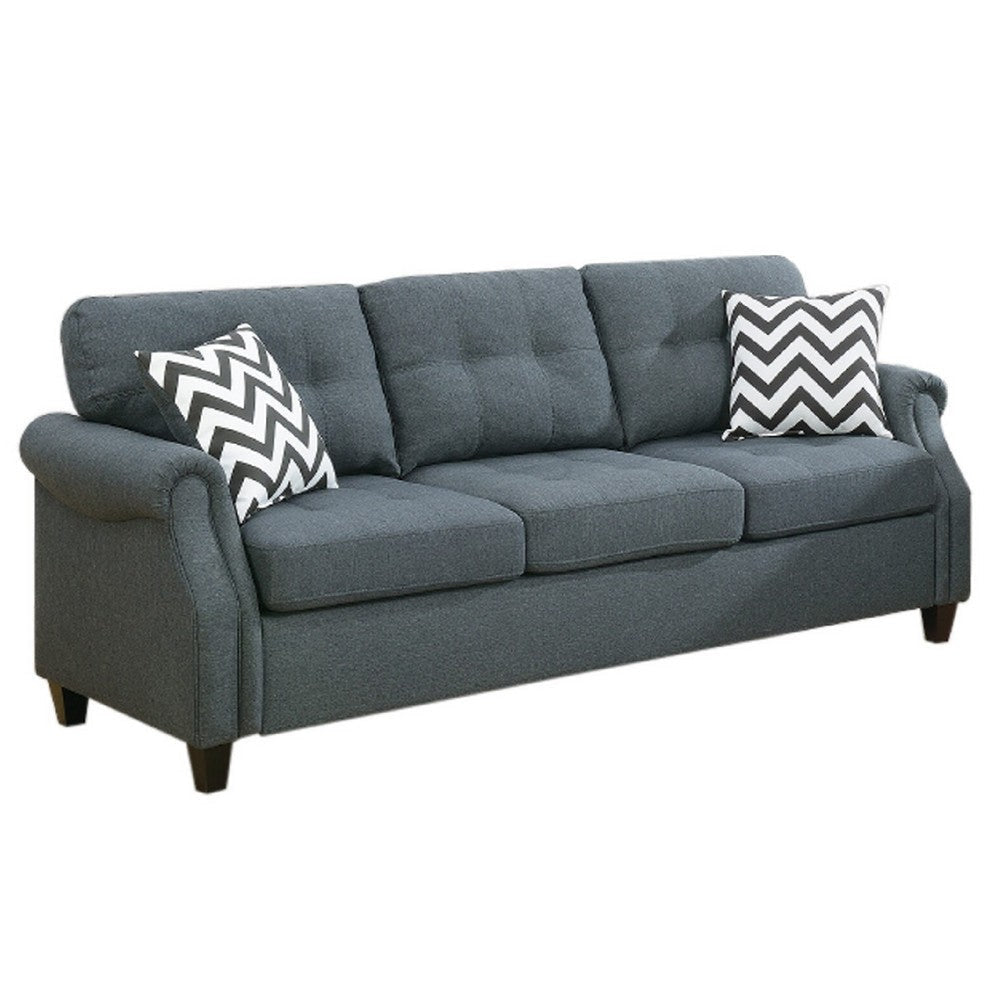 Modern 2 Piece Sofa Set Loveseat and Pillows USB Console Cupholder Gray BM294280