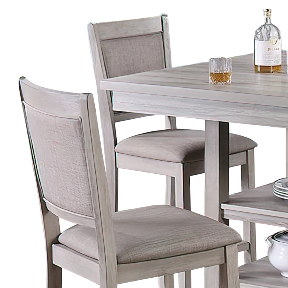 5 Piece Counter Height Dining Set Table and 4 Chairs Padded Seats Gray BM294281