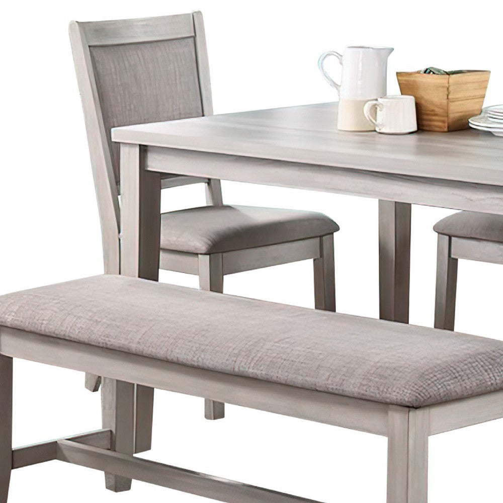 Modern 6 Piece Dining Set with Table 4 Chairs and Bench Plush Seats Gray By Casagear Home BM294282