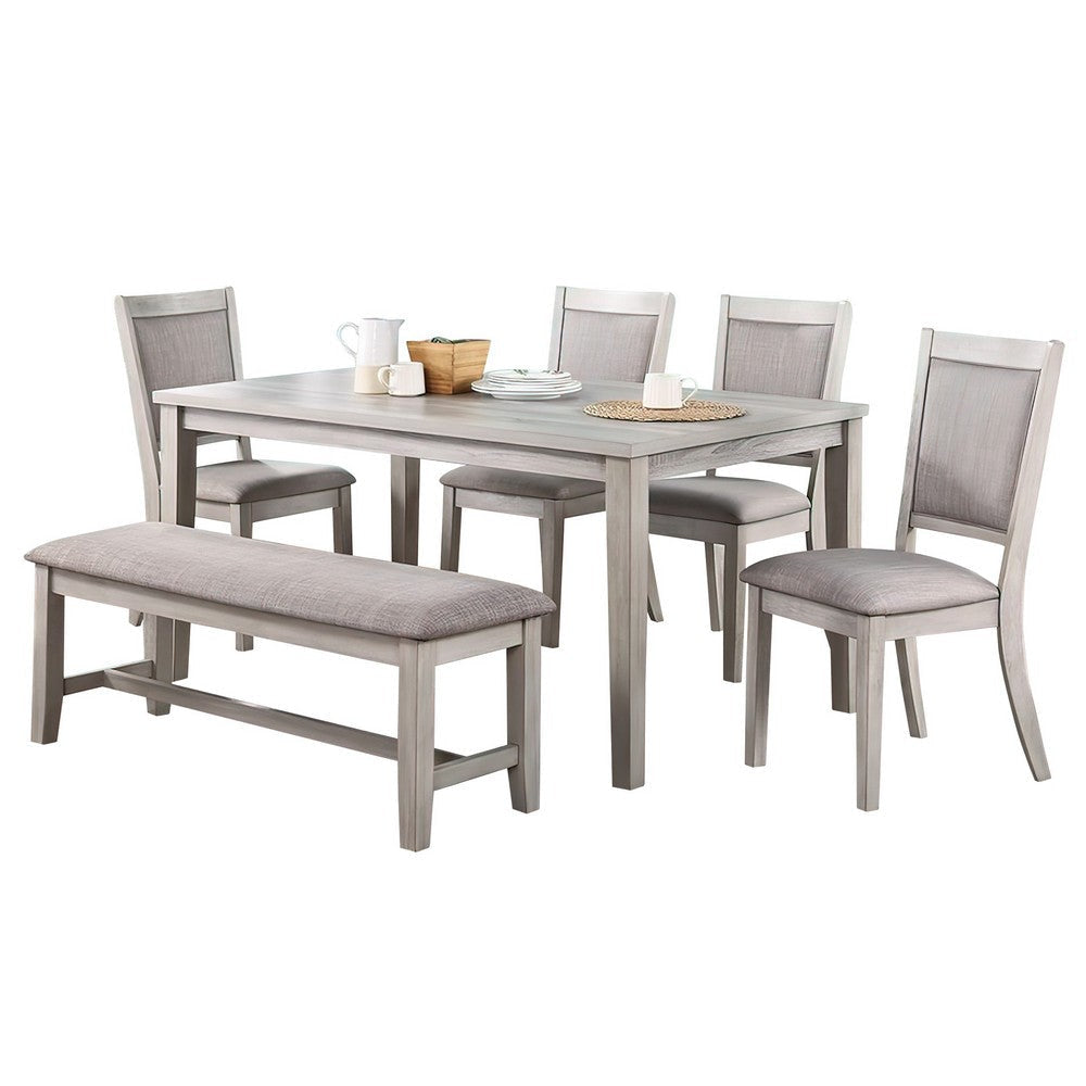 Dining Set | 6 Piece | Plush Seats | Table | 4 Chairs | Gray