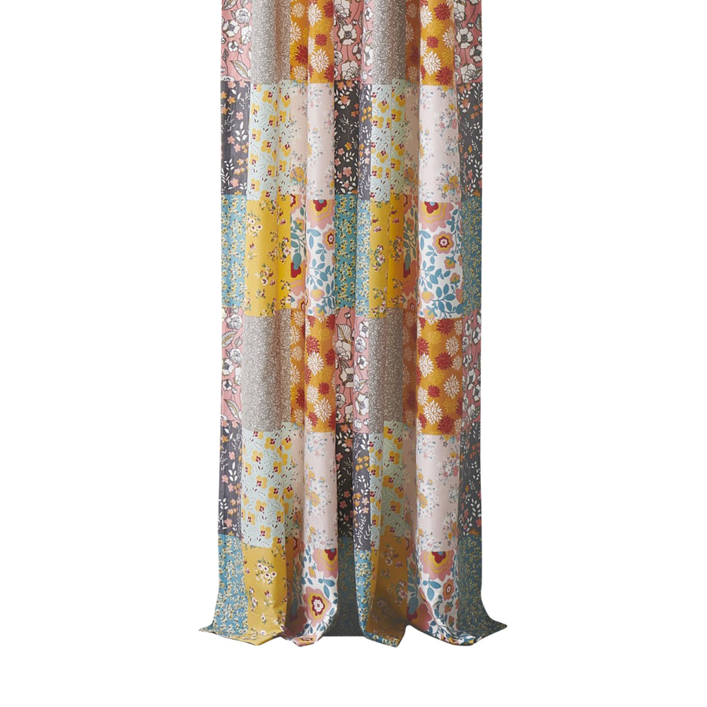 Turin 84 Inch Window Curtains Brushed Microfiber Multicolor Patchwork By Casagear Home BM294292