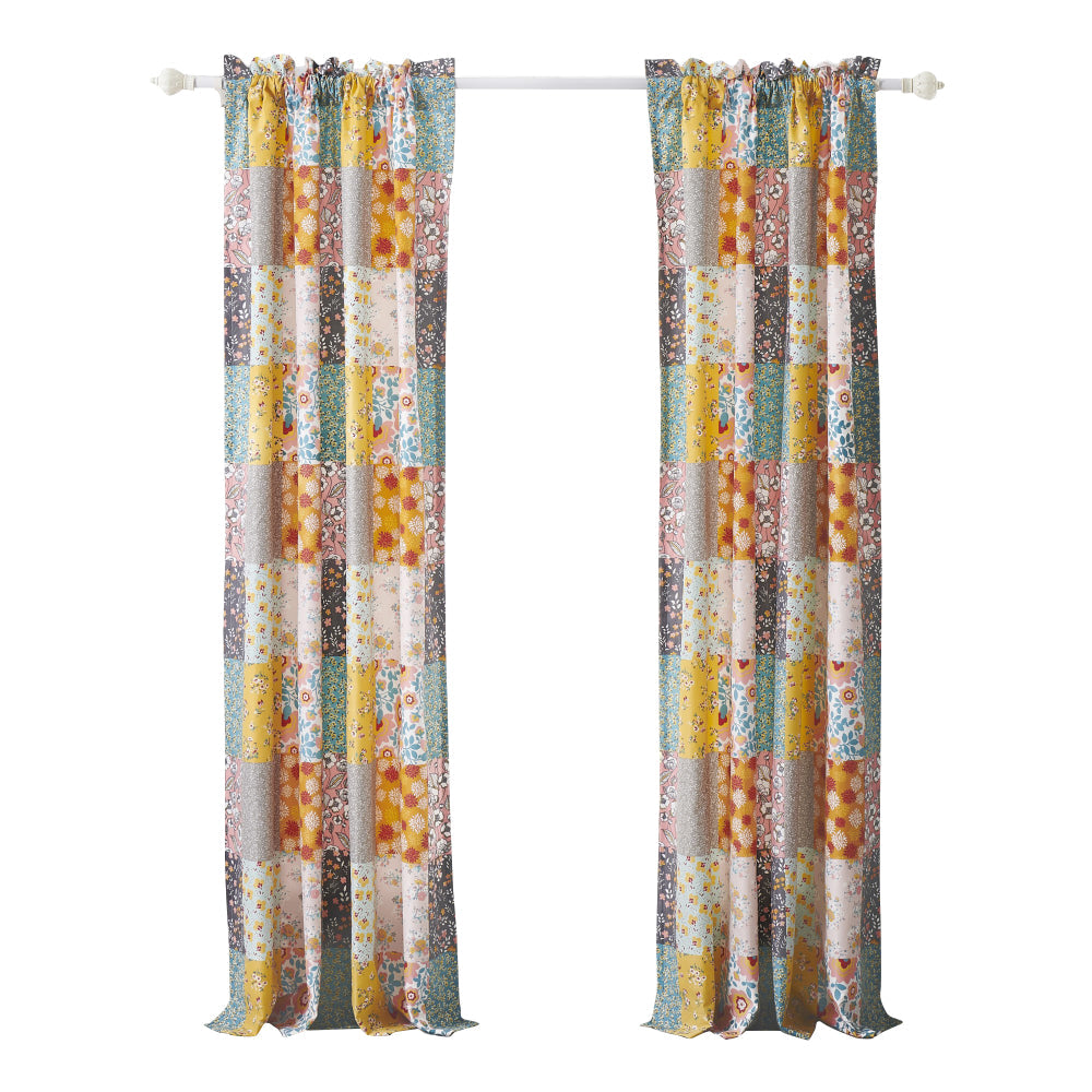 Turin 84 Inch Window Curtains Brushed Microfiber Multicolor Patchwork By Casagear Home BM294292
