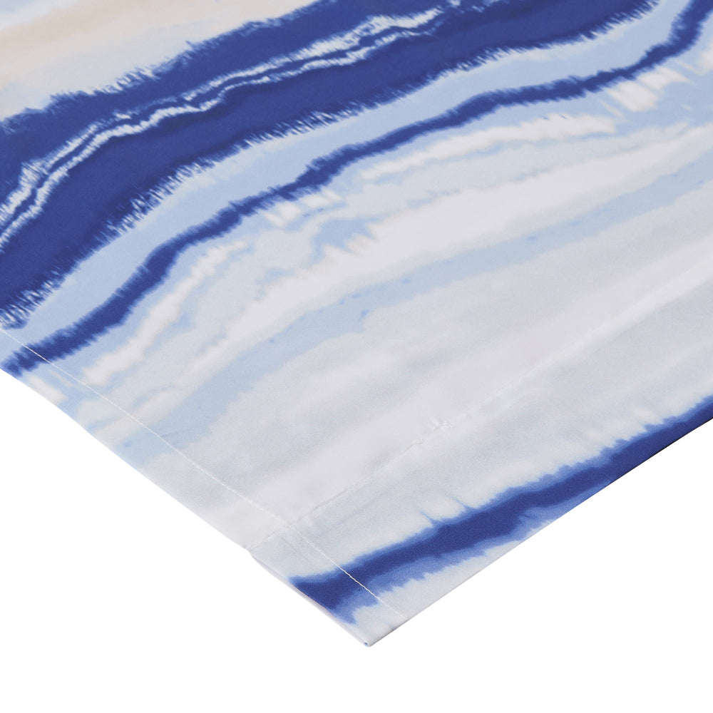 Oda 84 Inch Window Curtains Microfiber Polyester Blue Ocean Wave Print By Casagear Home BM294294