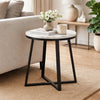End Table | 24" | White Marble Top | Artisanal Metal Frame