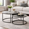 Nesting Coffee Table Set | 2 Piece | 35" | Gray Marble Top