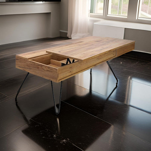 Lift Top Coffee Table | 47" | 2 Storage Compartments | Brown