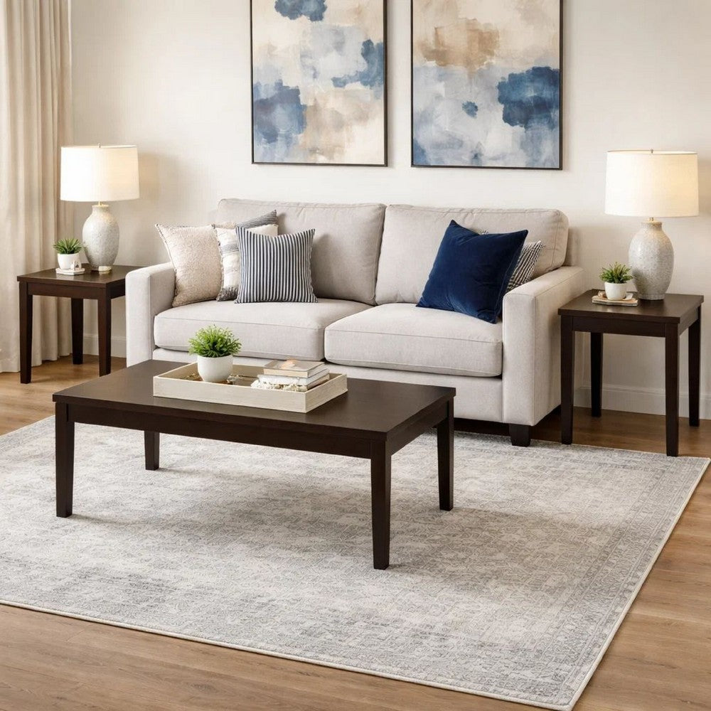 Coffee Table Set | 3 Piece | Espresso Brown | Coffee & End Tables