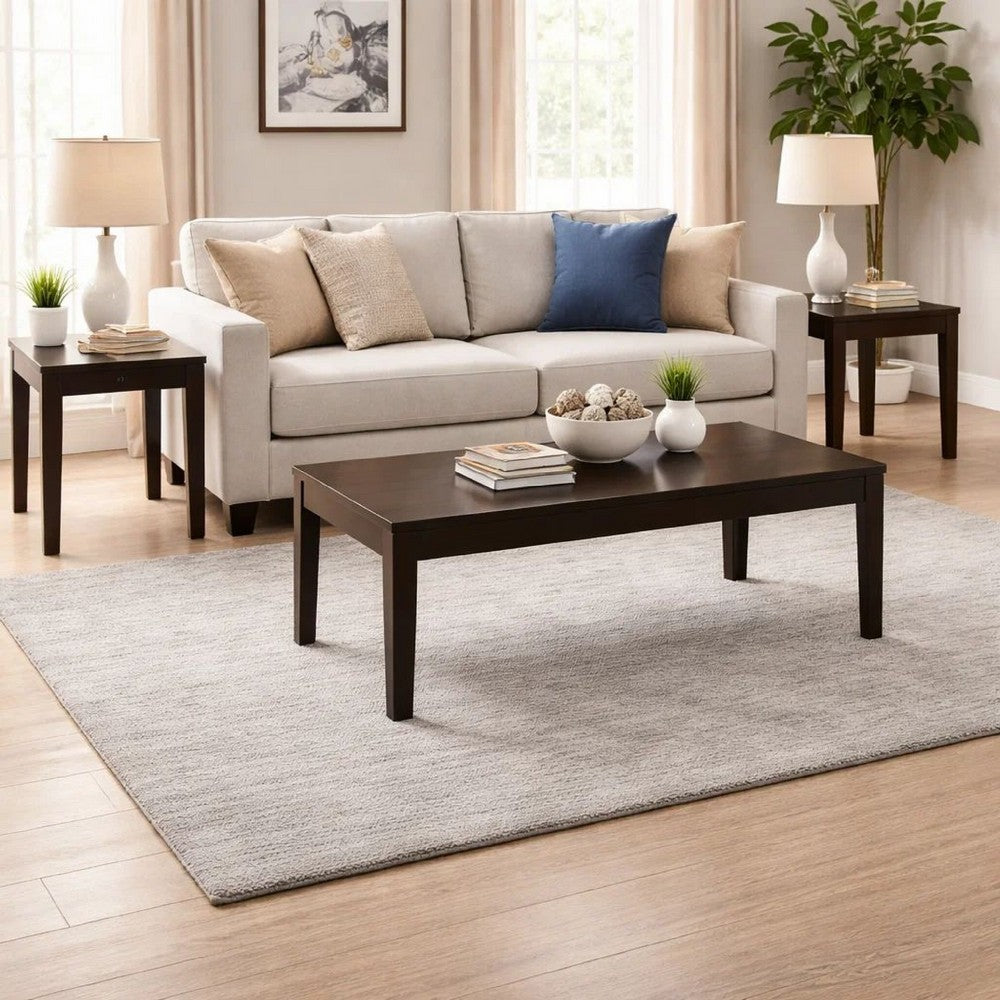 Coffee Table Set | 3 Piece | Espresso Brown | Coffee & End Tables