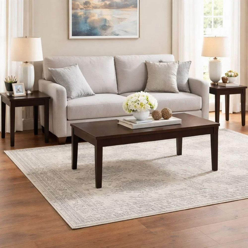 Coffee Table Set | 3 Piece | Espresso Brown | Coffee & End Tables