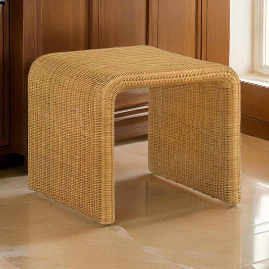 Side Table | 22" | Square Top | Woven Rattan | Waterfall Edge