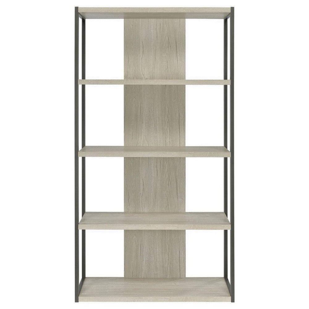 Dela Bookcase | 72" | 4 Shelves | Whitewashed Gray