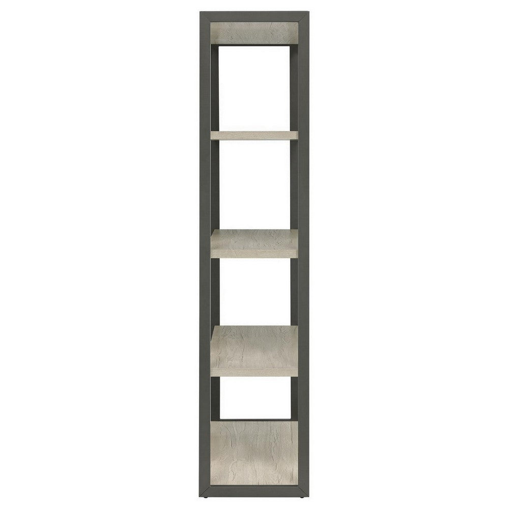 Dela Bookcase | 72" | 4 Shelves | Whitewashed Gray