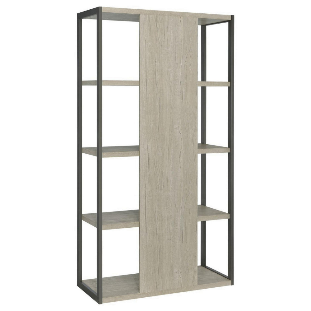 Dela 72 Inch Freestanding Bookcase 4 Wooden Shelves Whitewashed Gray By Casagear Home BM294824