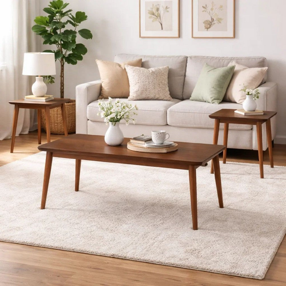 Coffee Table Set | 3 Piece | Walnut Brown | Rectangular & Square
