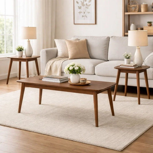 Coffee Table Set | 3 Piece | Walnut Brown | Rectangular & Square