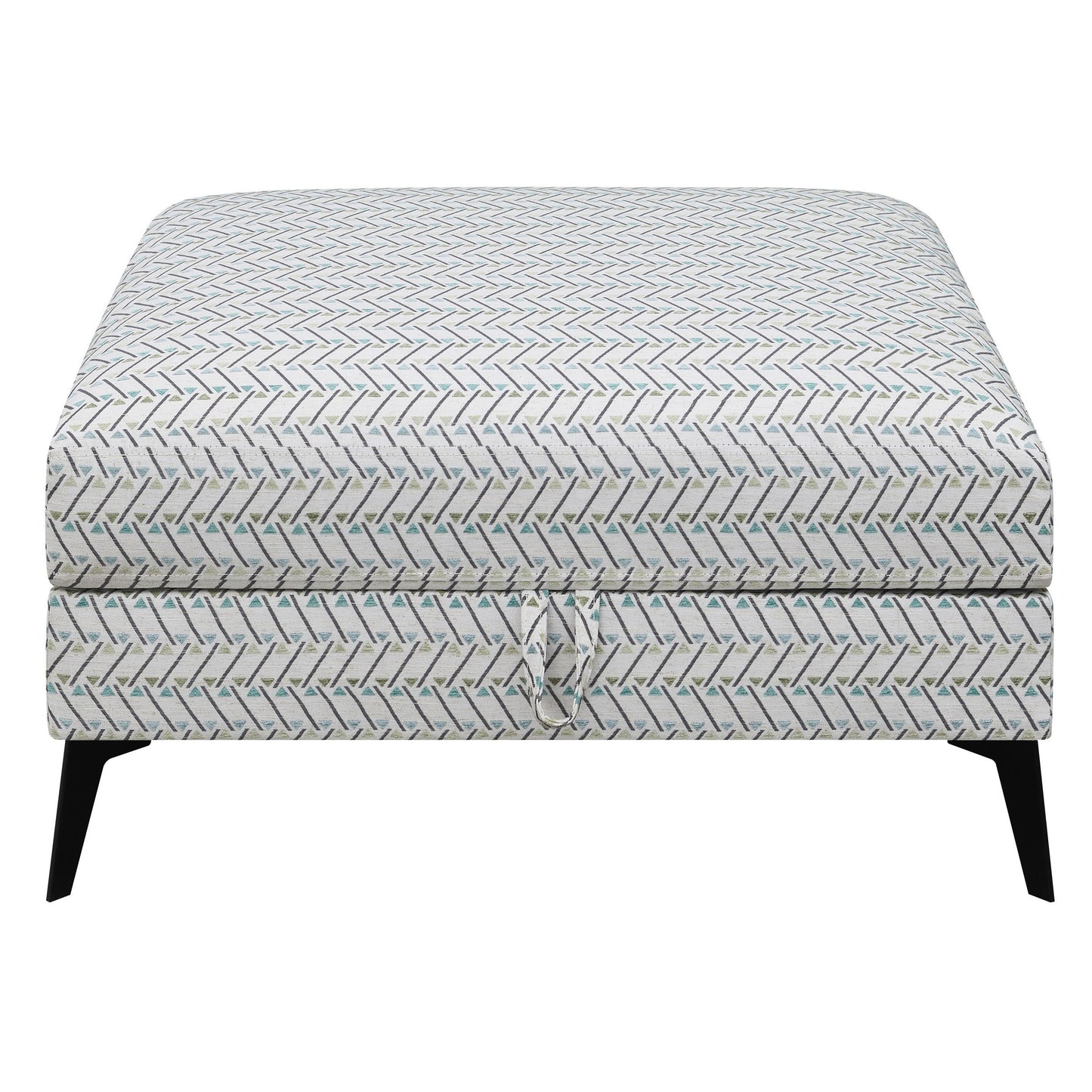 Ottoman | 35" | Storage | Geometric Pattern Upholstery