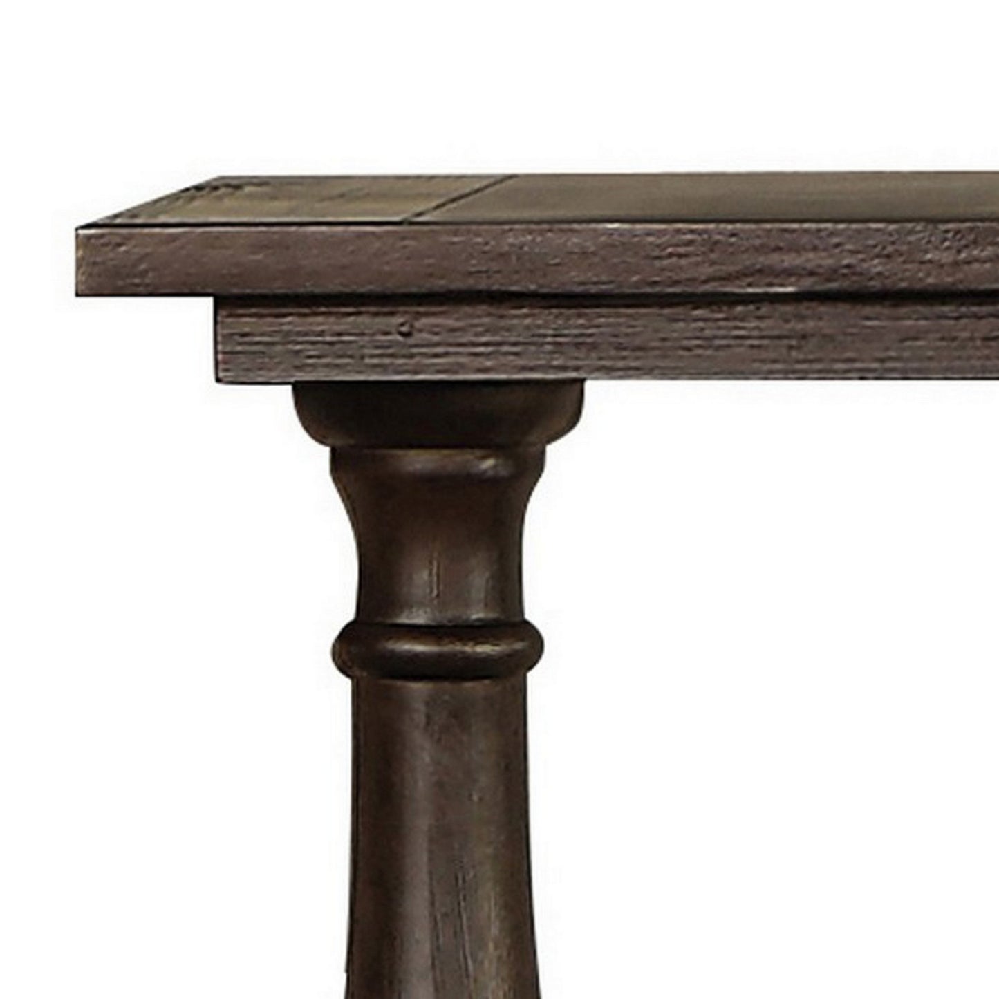 Aria 48 Inch Console Sofa Table, Plank Top, Turned Pedestal Base, Brown By Casagear Home