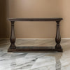 Aria 48 Inch Console Sofa Table, Plank Top, Turned Pedestal Base, Brown By Casagear Home