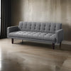 Sofa Bed | 74" | Tufted Gray Linen | Track Arms