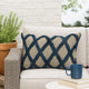 Lo Throw Pillow | 14 x 20 | Tufted Diamond | Linen | Blue