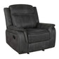 Lenard 41 Inch Manual Gliding Recliner Piped Details Charcoal Gray Black By Casagear Home BM295079