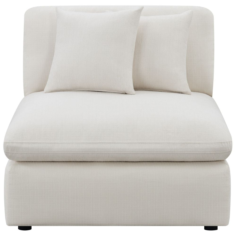 Jane 38 Inch Sectional Armless Chair Plush Cushioned Back Off White BM295082