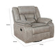 Jake 41 Inch Gliding Manual Recliner Pillowtop Taupe Brown Faux Leather By Casagear Home BM295085