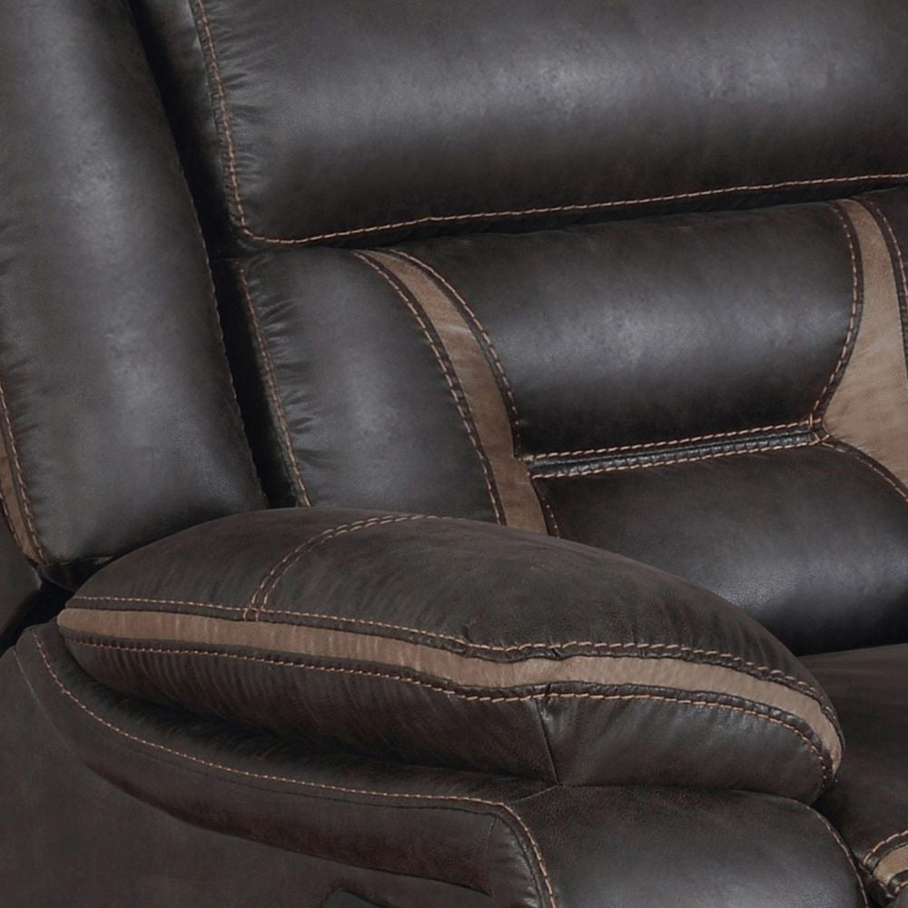 Jake 41 Inch Gliding Manual Recliner Pillowtop Dark Brown Faux Leather BM295088