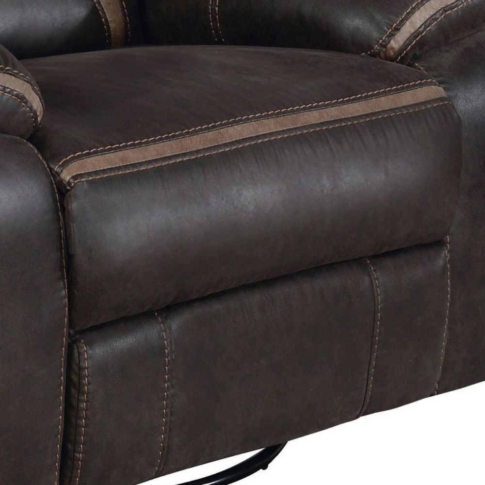 Jake 41 Inch Gliding Manual Recliner Pillowtop Dark Brown Faux Leather BM295088