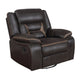 Jake 41 Inch Gliding Manual Recliner, Pillowtop, Dark Brown Faux Leather