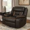 Jake 41 Inch Gliding Manual Recliner, Pillowtop, Dark Brown Faux Leather