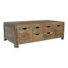 Dale 53 Inch Rustic Storage Coffee Table, 6 Gliding Pull Out Drawers, Brown By Casagear Home