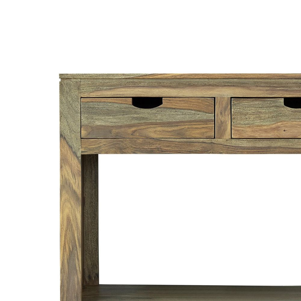 Dale 55 Inch Console Table 3 Pull Out Drawers and Open Bottom Shelf Brown BM295115