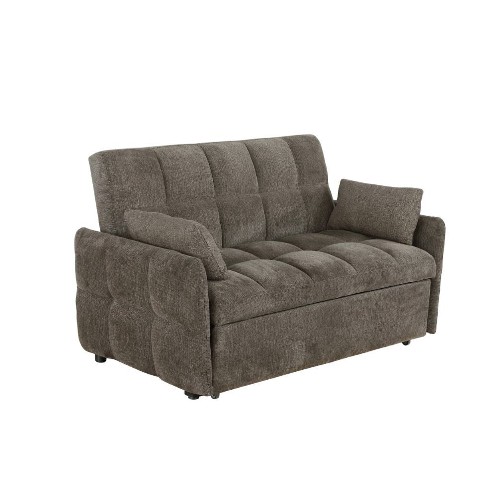Glen Sofa Bed | 59" | Grid Tufted | Brown Fabric