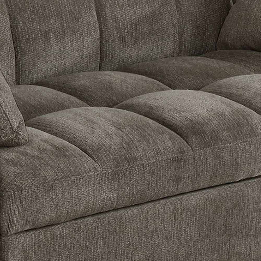 Glen 59 Inch Sleeper Sofa Bed Futon Grid Tufting Smooth Brown Fabric By Casagear Home BM295117