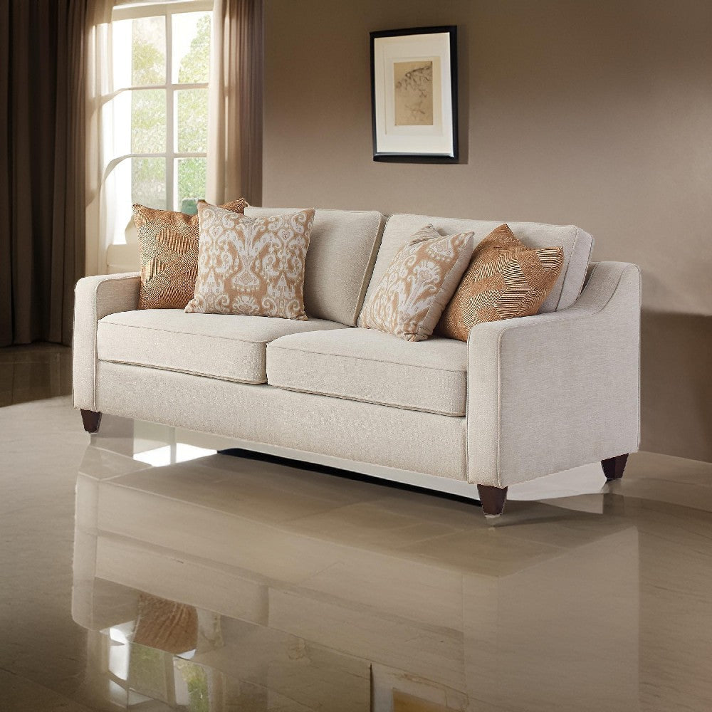 Leo Sofa | 79" | 4 Pillows | Beige Soft Chenille