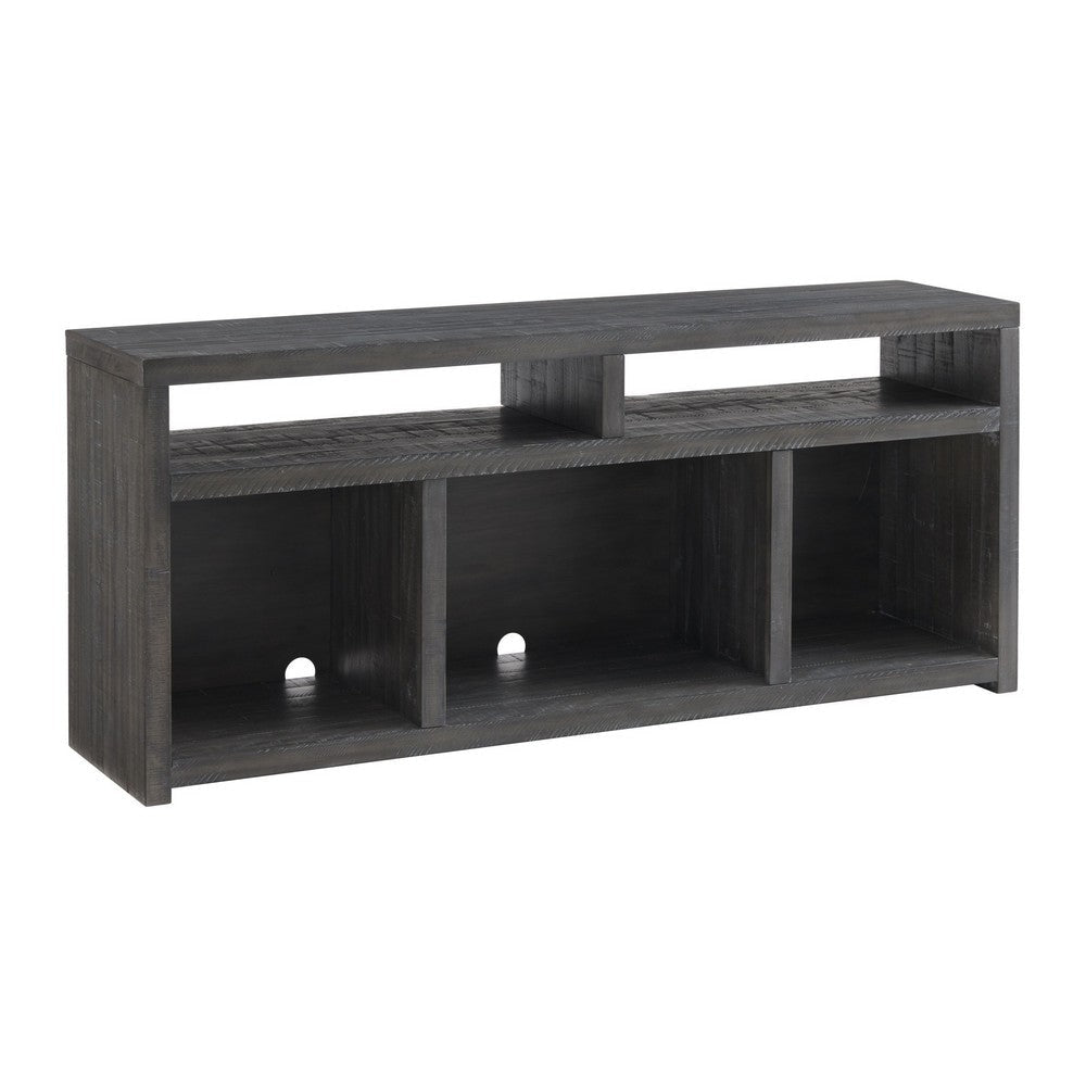 Evelyn 70 Inch TV Entertainment Console 2 Shelves 3 Cubbies Smooth Gray By Casagear Home BM295410