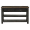 Fiya 50 Inch Coastal Sofa Console Table 2 Drawers 2 Shelves Brown Black By Casagear Home BM295418