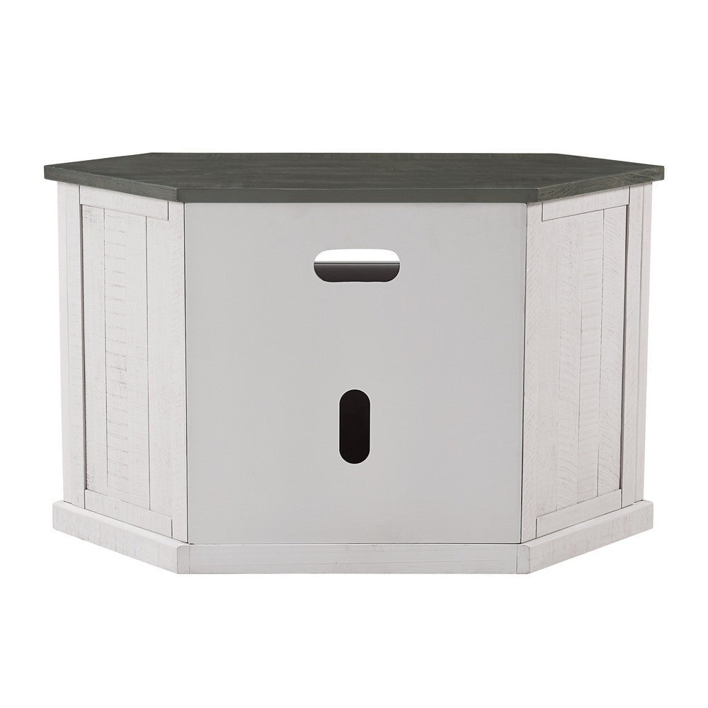 Alexa 50 Inch TV Corner Entertainment Console Cubby Cabinet White Gray By Casagear Home BM295427