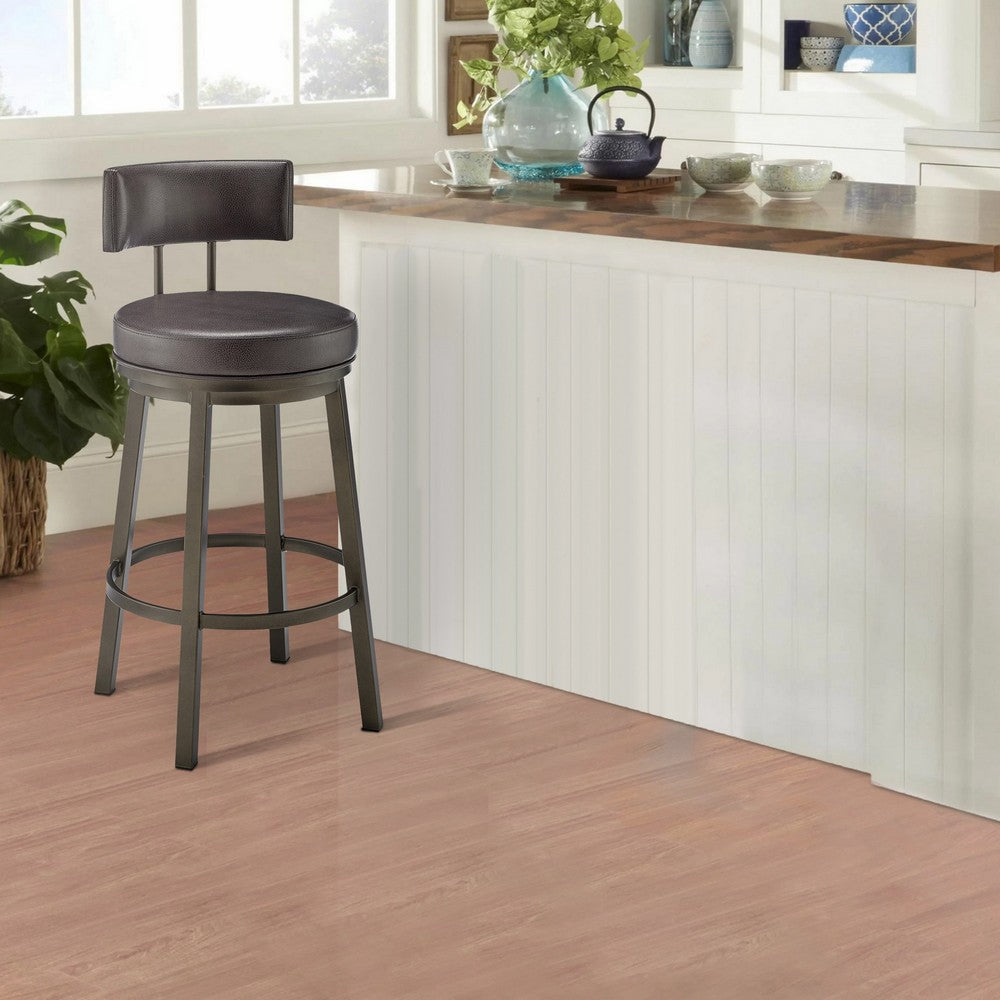 Eleanor Barstool | 30" | Swivel | Mocha Faux Leather Seat