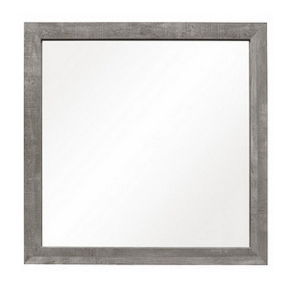 Adia Accent Mirror | 40" | Textured Frame | Rustic Gray Veneer