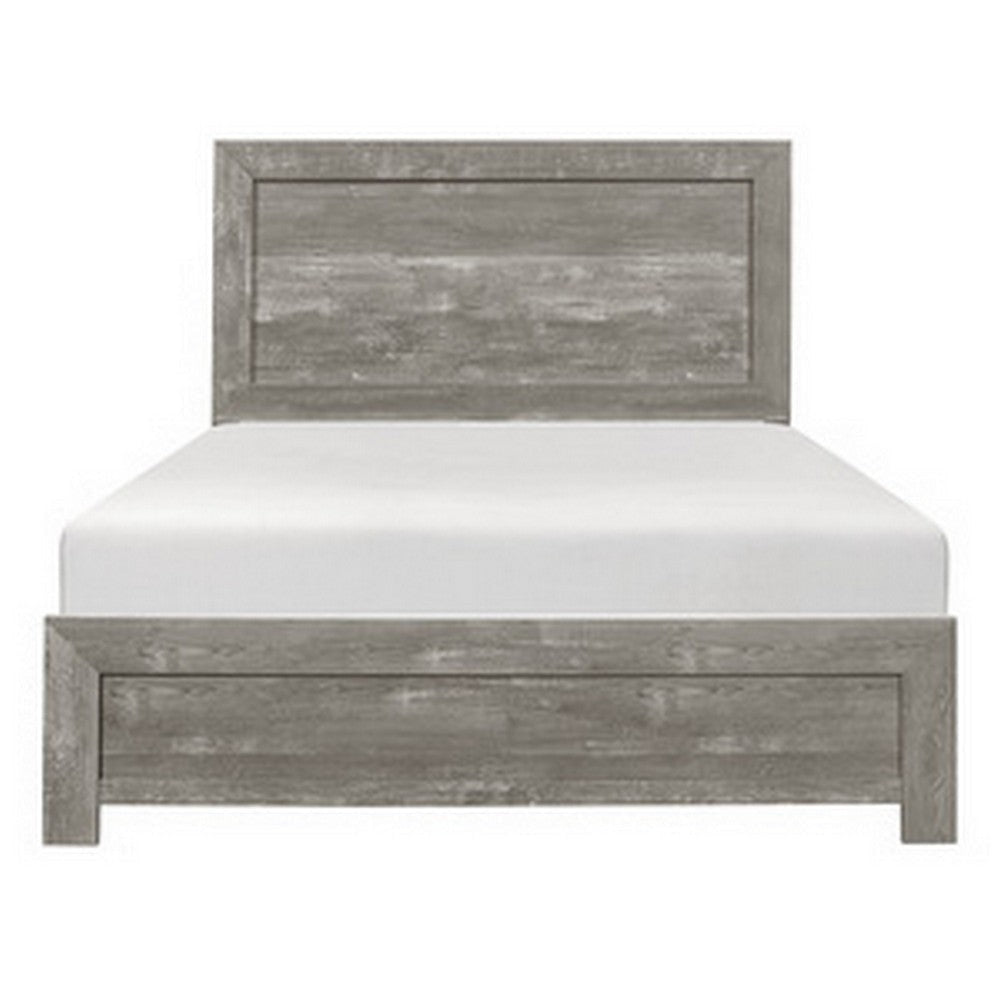 Adia Modern Queen Bed Panel Headboard and Footboard Textured Gray Veneer BM295543