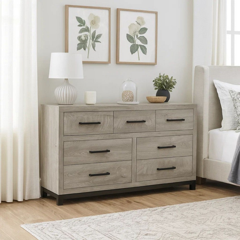 Deena Dresser | 59" | 7 Drawers | Light Gray | 2 Tone