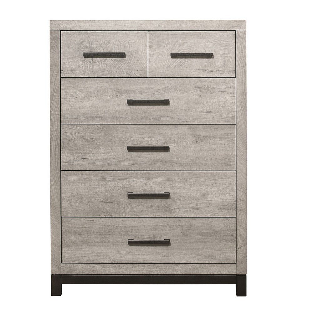 Deena Tall Dresser | 49" | 6 Drawers | Light Gray | Metal Handles