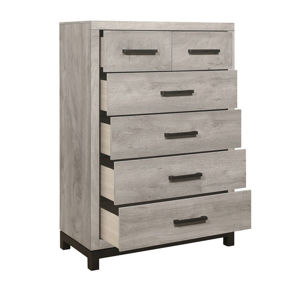 Deena Tall Dresser | 49" | 6 Drawers | Light Gray | Metal Handles